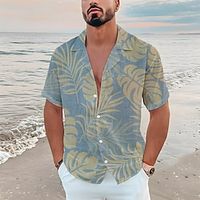 Graphic Leaf Comfortable Fashion Casual Men's Shirt Button Up Shirt Casual Shirt Holiday Vacation Casual Daily Spring Summer Turndown Short Sleeves Mint Green, Sage, Green S, M, L Polyester Shirt Lightinthebox