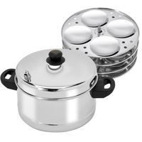 Royalford Stainless Steel Idly Cooker Food Grade Material Heat Resistant Handle & Steam Vent 4L, 4 Racks 16 Idlis - RF9977