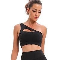 Women's Medium Support Sports Bra Removable Pad Wireless Bra Top Padded Yoga Fitness Gym Workout Breathable Quick Dry Comfortable Black Red Blue Solid Color miniinthebox - thumbnail
