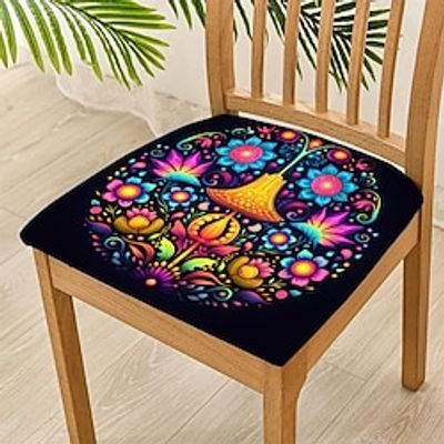 Floral Dining Chair Cover Stretch Chair Seat Slipcover Elastic Chair Protector For Dinning Party Hotel Wedding Soft Removable Washable 48x48cm19''x19'' Lightinthebox