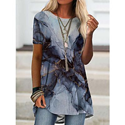 Women's T Shirt Dress Tee Dress Short Mini Dress Short Sleeve Color Block Spring Summer Casual  Daily 2021 S M L XL XXL XXXL Lightinthebox