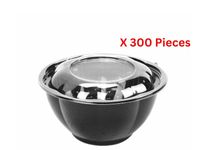 Hotpack Black Base Round Salad Bowl 32 Oz Base With Lid 300 Pieces