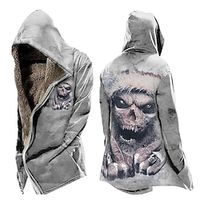 Men's Coat Warm Sports  Outdoor Zipper Skull Tribal Vintage 3D Printed Graphic Hoodie Fashion Jacket Outerwear Long Sleeve Zipper Fall  Winter Lightinthebox - thumbnail