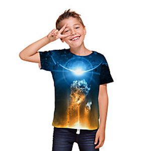 Kids Boys' T shirt Tee Short Sleeve 3D Print Graphic Unisex Print Blue Children Tops Summer Active Daily Wear Regular Fit 3-12 Years Lightinthebox
