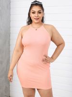YOINS BASICS Plus Size Halter Ribbed Knit Sleeveless Dress YOINS BASICS Plus Size Halter Ribbed Knit Sleeveless Dress