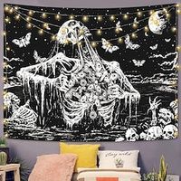 Skull Wall Tapestry Art Decor Trippy Blanket Curtain Hanging Home Bedroom Living Room Decoration Lightinthebox - thumbnail