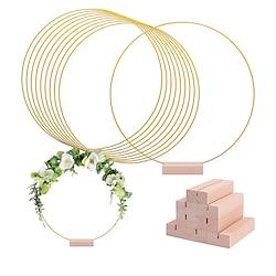 1 Pcs 12 Inch Metal Wreath Center Decorative Ornament With Wooden Bracket Diy Wedding Floral Decoration Props Lightinthebox