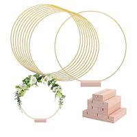 1 Pcs 12 Inch Metal Wreath Center Decorative Ornament With Wooden Bracket Diy Wedding Floral Decoration Props Lightinthebox