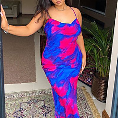 Women's Sheath Dress Midi Dress Purple Sleeveless Color Gradient Tie Dye Split Spring Summer Spaghetti Strap Stylish Casual Modern 2022 S M L XL XXL 3XL miniinthebox