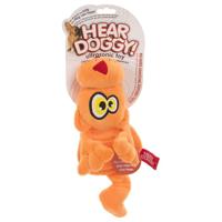 Hear Doggy Flattie Cat Orange With Chew Guard Technology And Silent Squeak Technology Plush Dog Toy