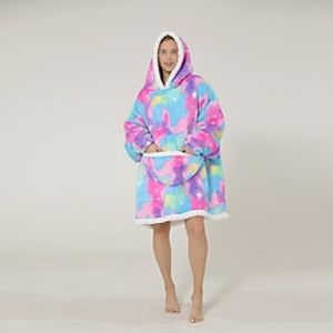 Kid's Adults' Oversized Hoodie Blanket Wearable Blanket With Pocket Unicorn Unicorn Onesie Pajamas One Piece Flannel Cosplay For Men and Women Boys and Girls Carnival Animal Sleepwear Cartoon miniinthebox