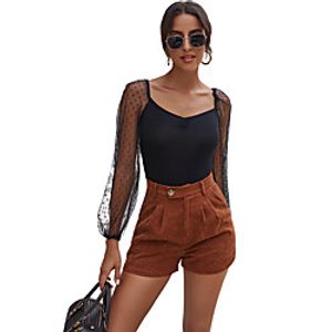 LITB Basic  Women's Buttoned Shorts Solid Color Bottom Straight Pants Lightinthebox