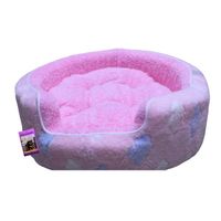 Coco Kindi Pink Color Cloud Pattern Washable Round Fur Bed For Dogs & Cats - Size 3 - 58 X 48 X 15Cm