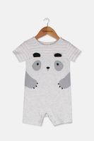 Baby Boys Panda Cotton Sunsuit Whisper Grey Heather Baby Boys Panda Cotton Sunsuit Whisper Grey Heather
