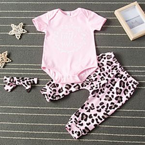 Baby Girls' Active Leopard Print Short Sleeve Regular Clothing Set Blushing Pink miniinthebox
