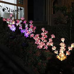 Solar LED Simulation Peach Blossom Garden Lights Lawn Landscape Light Outdoor Waterproof Backyard Park Lawn Walkway Decoration 1/2PCS Lightinthebox