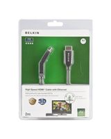 Belkin Dual-Swivel HDMI 2 Meter Cable High Speed with Ethernet Gold Connector Black Belkin Dual-Swivel HDMI 2 Meter Cable High Speed with Ethernet Gold Connector Black