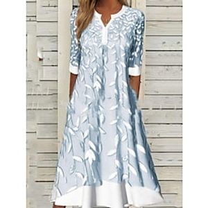 Women's Casual Dress Shift Dress Swing Dress Midi Dress Half Sleeve Graphic Print Winter Fall Spring V Neck Fashion Daily Loose Fit 2023 S M L XL 2XL 3XL Lightinthebox