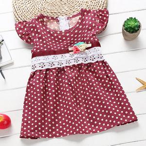 Polka Dot Lace Patchwork Sleeveless O-neck Dress For Kids Girl