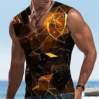 Men's Vest Top Graphic Geometic V Neck Clothing Apparel 3D Print Daily Vacation Sleeveless 3D Print Designer Casual Comfortable Lightinthebox - thumbnail