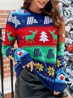 Women's Christmas Elk Jacquard Christmas Ugly Sweater - thumbnail