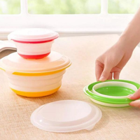 3pcs/set Multi-functional Creative Folding Bowl Silicone Collapsible Storage Bowls with Lids