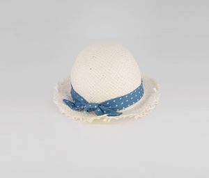 Toddler Girls Bow Detail Straw Hat  White/Blue