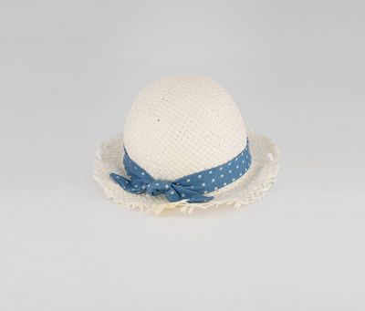 Toddler Girls Bow Detail Straw Hat  White/Blue