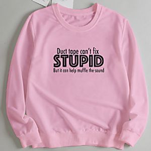 Women's Pullover Sweatshirt Slogan Letter Print Casual Hot Stamping Casual Hoodies Sweatshirts  Loose Wine Red Blushing Pink Red miniinthebox