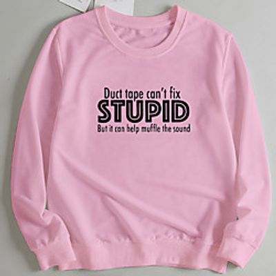 Women's Pullover Sweatshirt Slogan Letter Print Casual Hot Stamping Casual Hoodies Sweatshirts  Loose Wine Red Blushing Pink Red miniinthebox