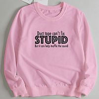 Women's Pullover Sweatshirt Slogan Letter Print Casual Hot Stamping Casual Hoodies Sweatshirts  Loose Wine Red Blushing Pink Red miniinthebox - thumbnail