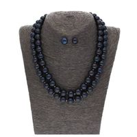 Sri Jagdamba Pearls 2 Line Knoted Grey Pearl Set - JPJUN-20-141 - thumbnail