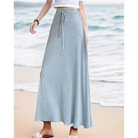 Women's A Line Long Skirt Midi Skirts Drawstring Long Solid Colored Holiday Casual Daily Spring Summer Modal Casual Long Black Grey Lightinthebox