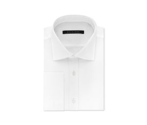 Mens Tailored Fit French Cuff Cotton Dress Shirt  White Solid