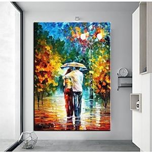 Oil Painting Handmade Hand Painted Wall Art Modern Palette Knife Park Landscape Lover Abstract Valentine's Day Gift Home Decoration Decor Stretched Frame Ready to Hang miniinthebox