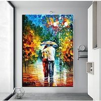 Oil Painting Handmade Hand Painted Wall Art Modern Palette Knife Park Landscape Lover Abstract Valentine's Day Gift Home Decoration Decor Stretched Frame Ready to Hang miniinthebox - thumbnail