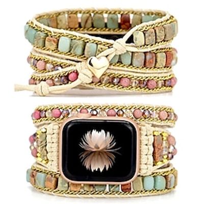 Handmade Braided Rope Compatible with Apple Watch band Women Luxury Multilayer Beads Strap Replacement Wristband for 49mm 45mm 44mm 42mm 41mm 40mm 38mm Sreies Ultra SE 8 7 6 5 4 3 2 1 miniinthebox