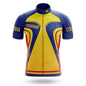 21Grams Men's Short Sleeve Cycling Jersey Summer Spandex BlueYellow Columbia Bike Top Mountain Bike MTB Road Bike Cycling Quick Dry Moisture Wicking Sports Clothing Apparel  Stretchy  Athleisure Lightinthebox