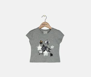 Toddler Girls Short Sleeve Top  Grey