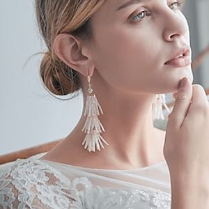 1 Pair Earrings For Women's Girls' Wedding Extra Long Fashion Luxury Tassel Rhinestone Earrings Silver Elegant Crystal Bridal Tassel Earrings Bling Dangle Earrings in Prom Party Wedding Jewelry Gift Lightinthebox