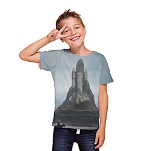 Kids Boys' T shirt Tee Short Sleeve 3D Print Graphic Unisex Print Light Blue Children Tops Summer Active Daily Wear Regular Fit 3-12 Years miniinthebox