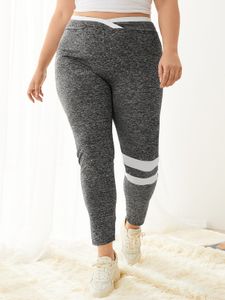 Plus Size Grey Striped Pants