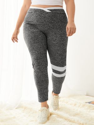 Plus Size Grey Striped Pants