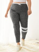 Plus Size Grey Striped Pants - thumbnail