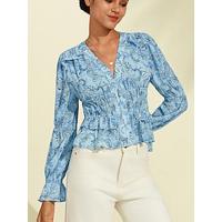 Boho Paisley Damask Flare Sleeve Shirt - thumbnail