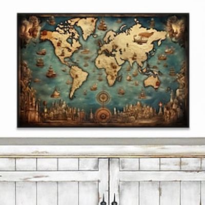 Maps Wall Art Canvas World Map Prints and Posters Pictures Decorative Fabric Painting For Living Room Pictures No Frame miniinthebox