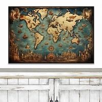 Maps Wall Art Canvas World Map Prints and Posters Pictures Decorative Fabric Painting For Living Room Pictures No Frame miniinthebox - thumbnail