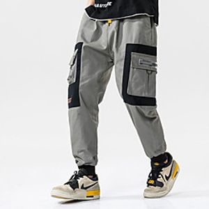 Men's Stylish Casual / Sporty Comfort Breathable Daily Sports Pants Pants Color Block Full Length Pocket Patchwork Yellow Grey Black miniinthebox