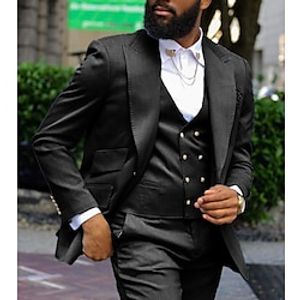 Light Blue Black White Men's Wedding Suits 3 Piece Solid Colored Tailored Fit Single Breasted Two-buttons 2023 Lightinthebox