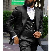 Light Blue Black White Men's Wedding Suits 3 Piece Solid Colored Tailored Fit Single Breasted Two-buttons 2023 Lightinthebox - thumbnail